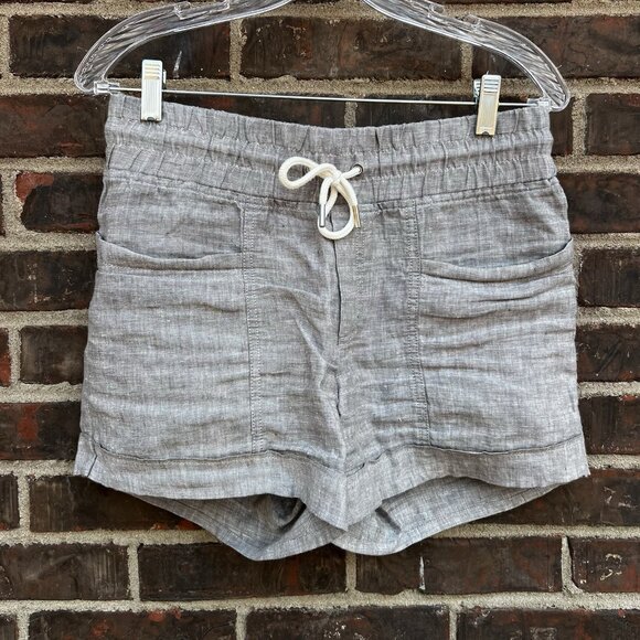 Athleta Cabi Linen 4” Oatmeal Beige Shorts Size 4 Coastal Nautical Summer Casual - Picture 2 of 4